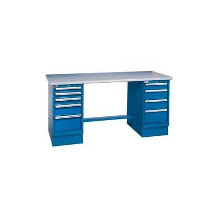 GLOBAL EQUIPMENT 72x30 Safety Plastic Pedestal Workbench with 8 Drawers 253873